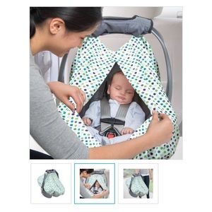 Car seat stroller canopy cover white polka dot
